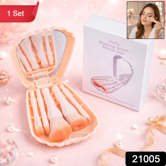 5 in 1 makeup brush set with mirror box