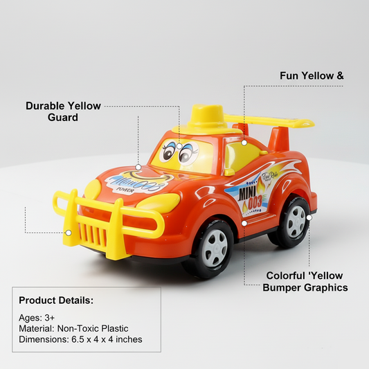 Funwoods Friction-Powered Cartoon Racing Car Toy - (1 Pc)