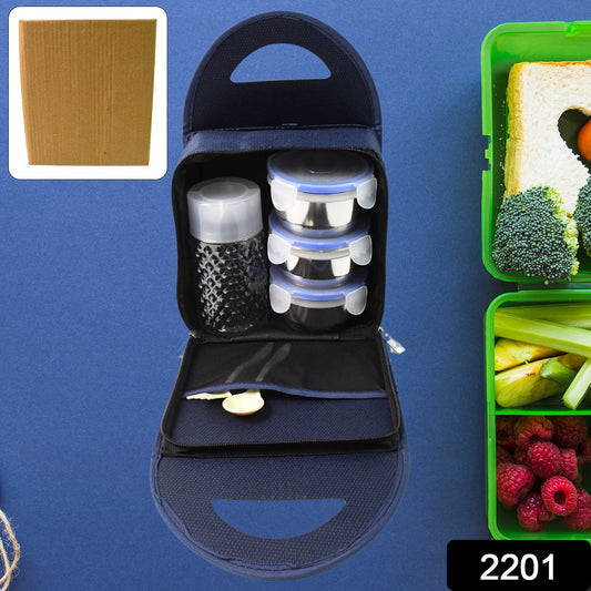 Compact Stainless Steel Airtight Lunch Box Set - 4 pcs (3 Leakproof 1 Bottle)
