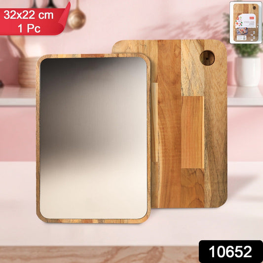 Apex Steel Oak Medium Cutting Board with Wooden Handle (1 Pc)