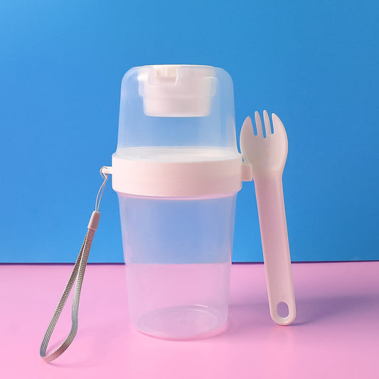 2-Piece Salad Cup Lunch Container with Dressing Storage and Reusable Fork