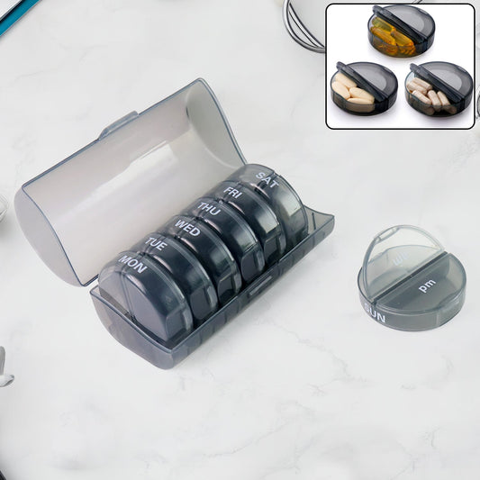 Weekly Pill Organizer 2 Times a Day Travel 7 Day Pill Box