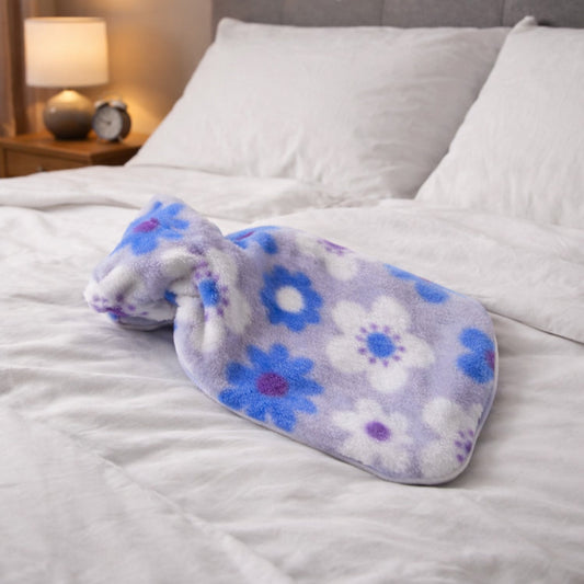 Floral printed soft plush hot water bag with cover