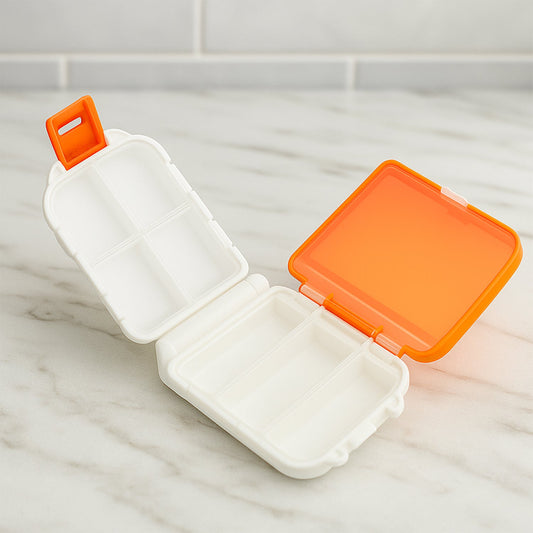 Portable Orange Dual-Sided Pill Organizer Box (1 Pc)