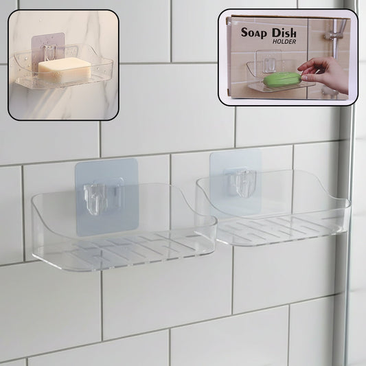 Wall-Mounted Transparent Soap Dish Holder Set