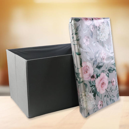 Premium Foldable Storage Box with Floral Lid (1 Pc)