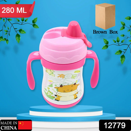 Vacuum Stainless Steel Water Bottle With Carry Handle & Straw Fridge Water Bottle Double Wall, Leak Proof, Rust Proof, Cold &amp; Hot | Leak Proof | Office Bottle | Gym | Home | Kitchen | Hiking | Trekking | Travel Bottle, Tumbler (280 ML)
