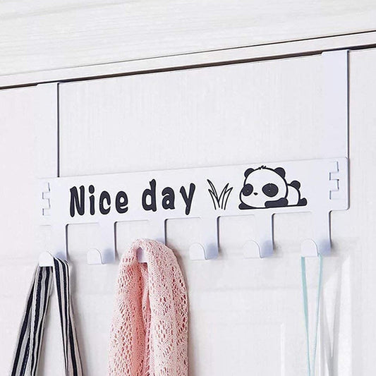 Heavy-Duty Carbon Steel Door Hook Hanger Rack (1 pc / 6 Hook / White)