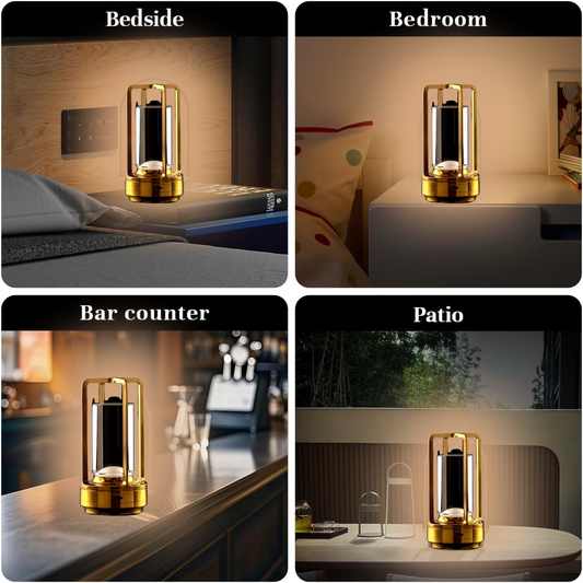 Crystal Lantern Table Lamp Rechargeable Cordless LED Light with 3 Colors 1 Pc