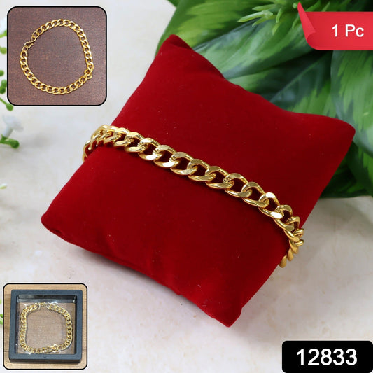 Stylish Gold-Plated Chain Bracelet for Men & Women - (1 Pc)