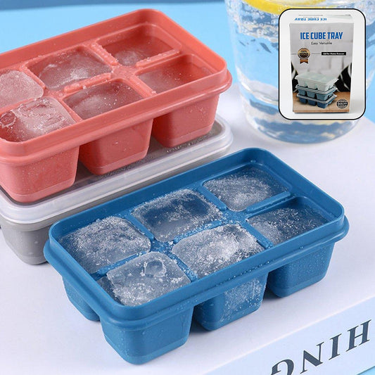 6 Grid Silicone Ice Tray Used In All Kinds Of Places Like Household Kitchens  (1 Pc)