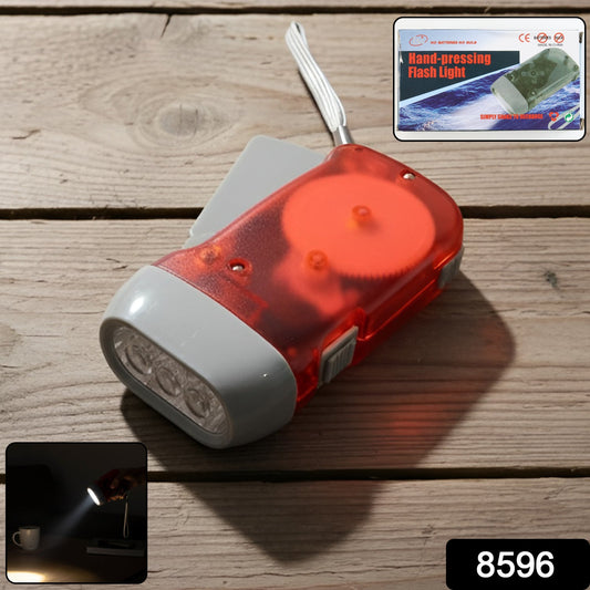 2-LED Hand Press Torch – Battery-Free Hand Crank Flashlight