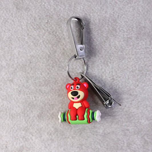 Mix Design Cartoon Nail Cutter Keychain with Mini Nail Clipper (1 Pc)