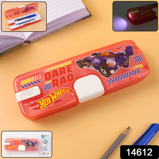 Plastic Pencil Box with LED Light & Cartoon Print (1 Pc)