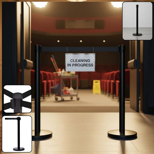 Heavy Duty Retractable Belt Crowd Control Pole with Sturdy Base – 1 Pc
